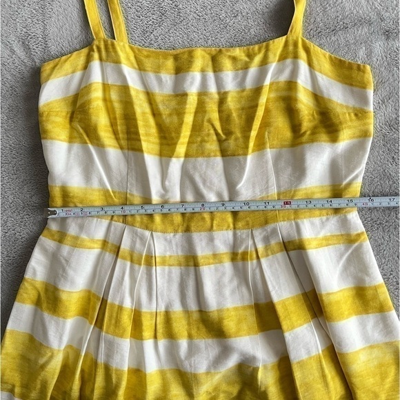 Loft Summer Sleeveless Spaghetti Strap Yellow Striped Lined Dress size 6 - Picture 6 of 9